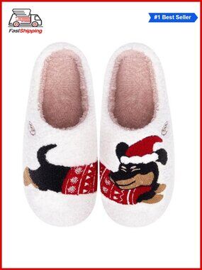 🎅 Soft Plush Warm House Slippers Slip Resistant Faux Fur Women